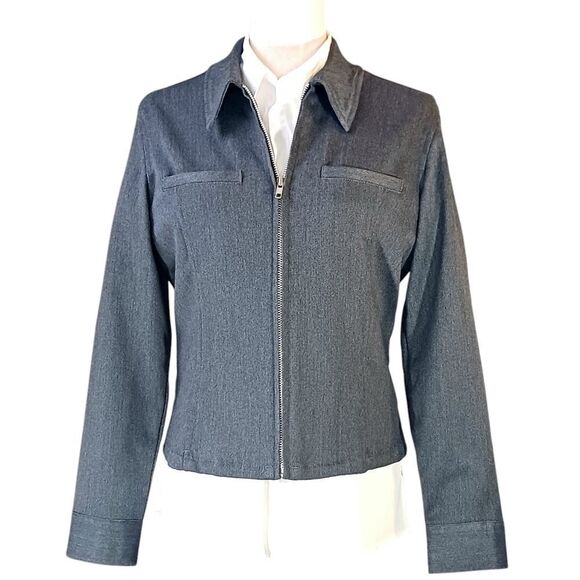 EXPRESS Moto Jacket Collar Neckline Zip Front Button Cuffs Pockets Gray Size S - Picture 1 of 10